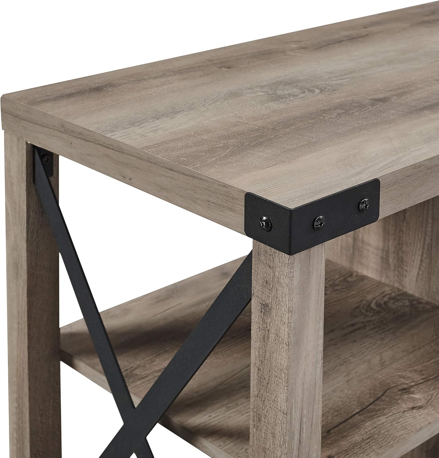 Walker Edison Modern Farmhouse Metal X Wood Stand Storage Cabinet for TV's up to 64" Living Room (60 Inch) - Gray Wash: Furniture & Decor