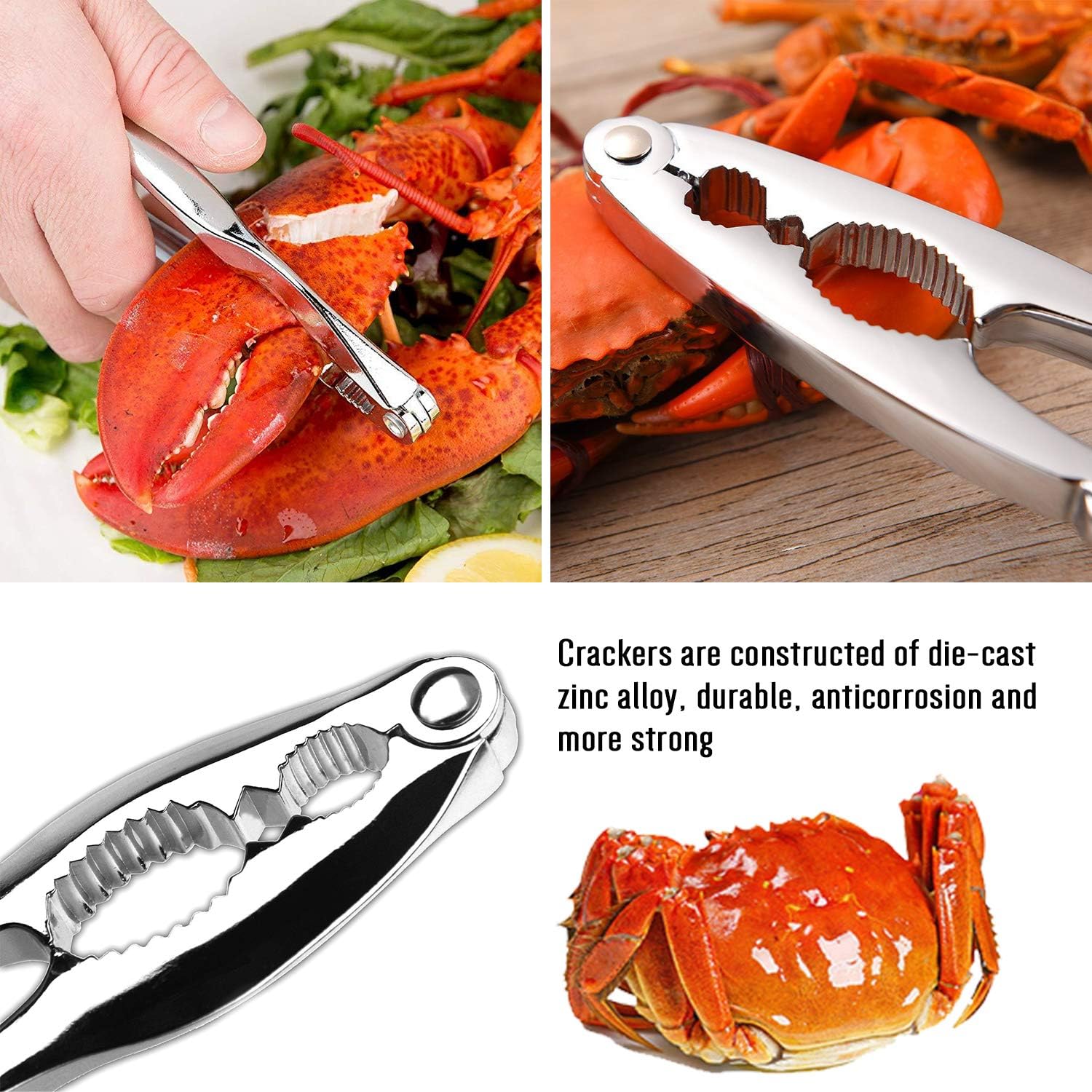 HIWARE Lobster Crackers and Picks Set, 10-Piece Crab Leg Cracker Tools - Stainless Steel Seafood Crackers & Forks Nut Cracker Set - Dishwasher Safe: Home & Kitchen
