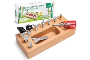 TenFans Montessori Busy Board for Toddlers 3-5 Years, Wooden Screwdriver Activity Board, Fine Motor Skills & Sensory Development Toy, Preschool Learning & Travel​​