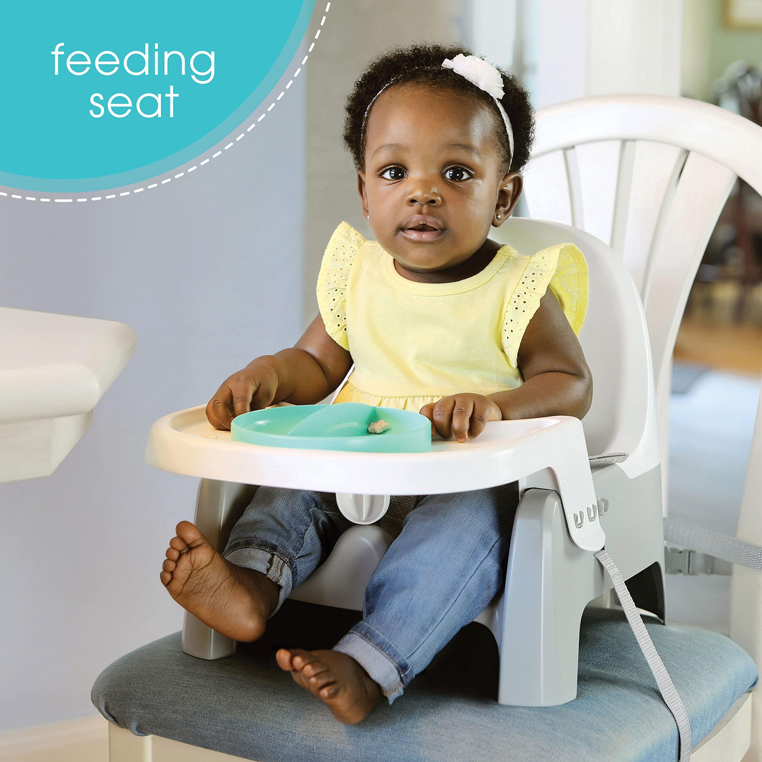 Ingenuity Deluxe Learn-to-Dine Feeding Seat – Infant and Toddler Feeding Chair and Booster Seat with Tray and 2 Snap-in Plates