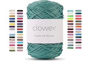Clowex Polyester Soft Macrame Cord 2.5-3mm, 191 Yards x 1/9 inc Turkish Polyester Rope, Braided Macrame Yarn for DIY Crafts, Plant Hanger, Wall Hanging, Macrame Bag