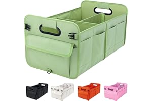 titiyiof Trunk Organizer For Suv & Sedan,Car Organizers and Storage, Waterproof Collapsible & Adjustable Straps,70L Sturdy Car Organization for Car Accessories, Tools,Sundries,2-3Compartment（Green