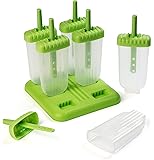 Supreme Set Of 6 Ice Pop Molds By Devulj | Durable BPA Free Plastic Popsicles With Ergonomic Grip | Reusable Popsicle Maker With Compact Drip Tray | Homemade & Healthy Frozen Treats For Kids & Adults