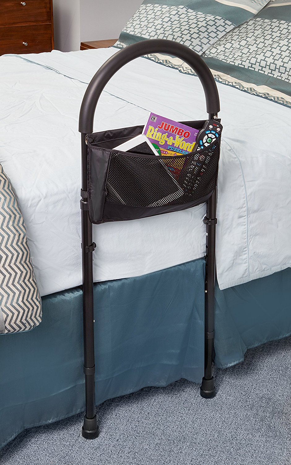 AdirMed Height Adjustable Bed Rail Bed Assist Handle with Storage