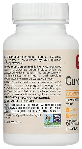 JARROW FORMULAS CURCUMIN 95, PROVIDES ANTIOXIDANT SUPPORT, 500 MG, 60 CAPSULES