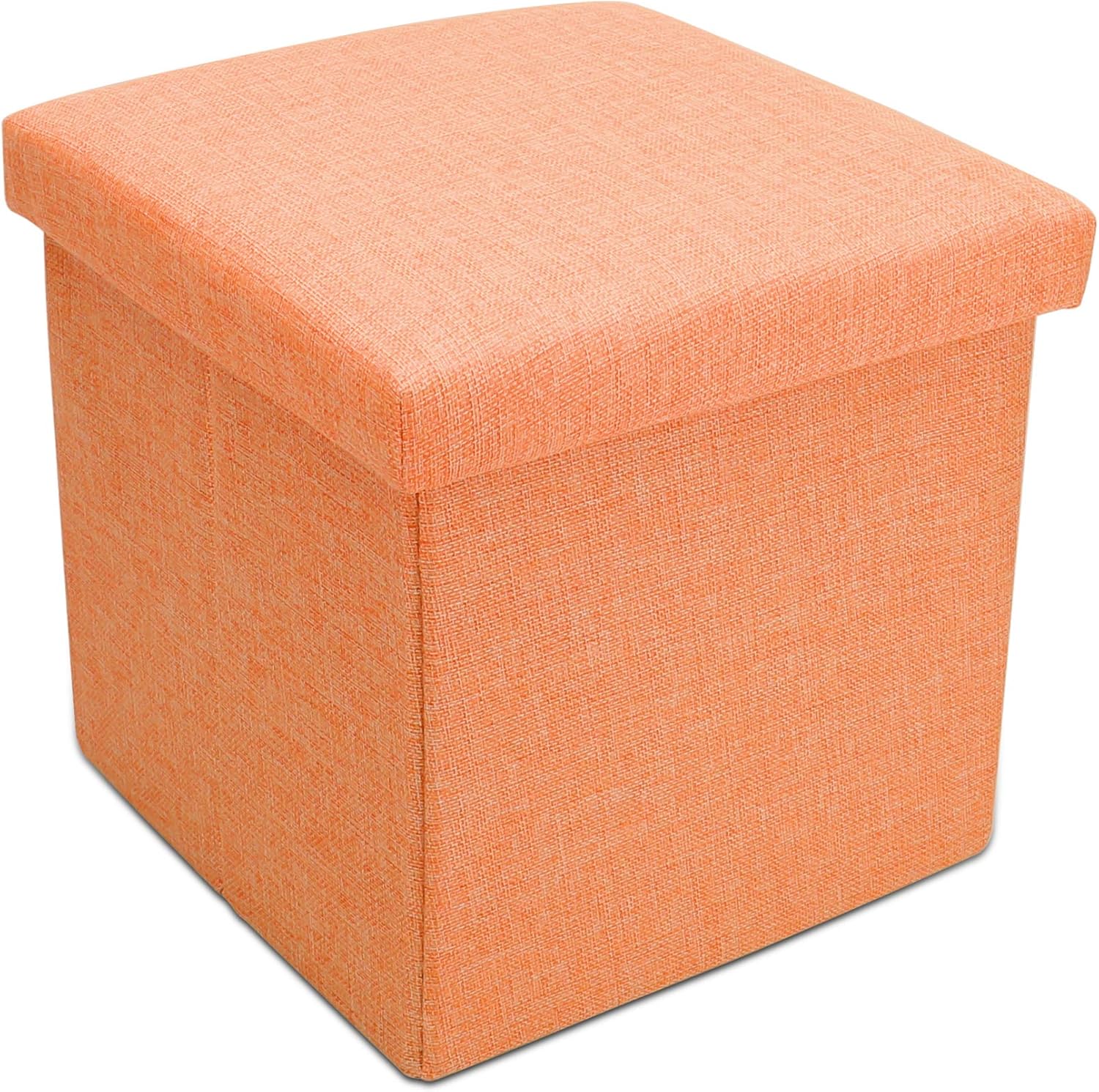 Intirilife Puff Baúl Plegable 38x38x38 cm in Naranja Mandarina