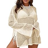 MK Shop Limited Womens Plus Size Swimsuit Crochet Cover Up Sexy Boat Neck Bathing Suit Summer Beach Kaftan Dress 2026