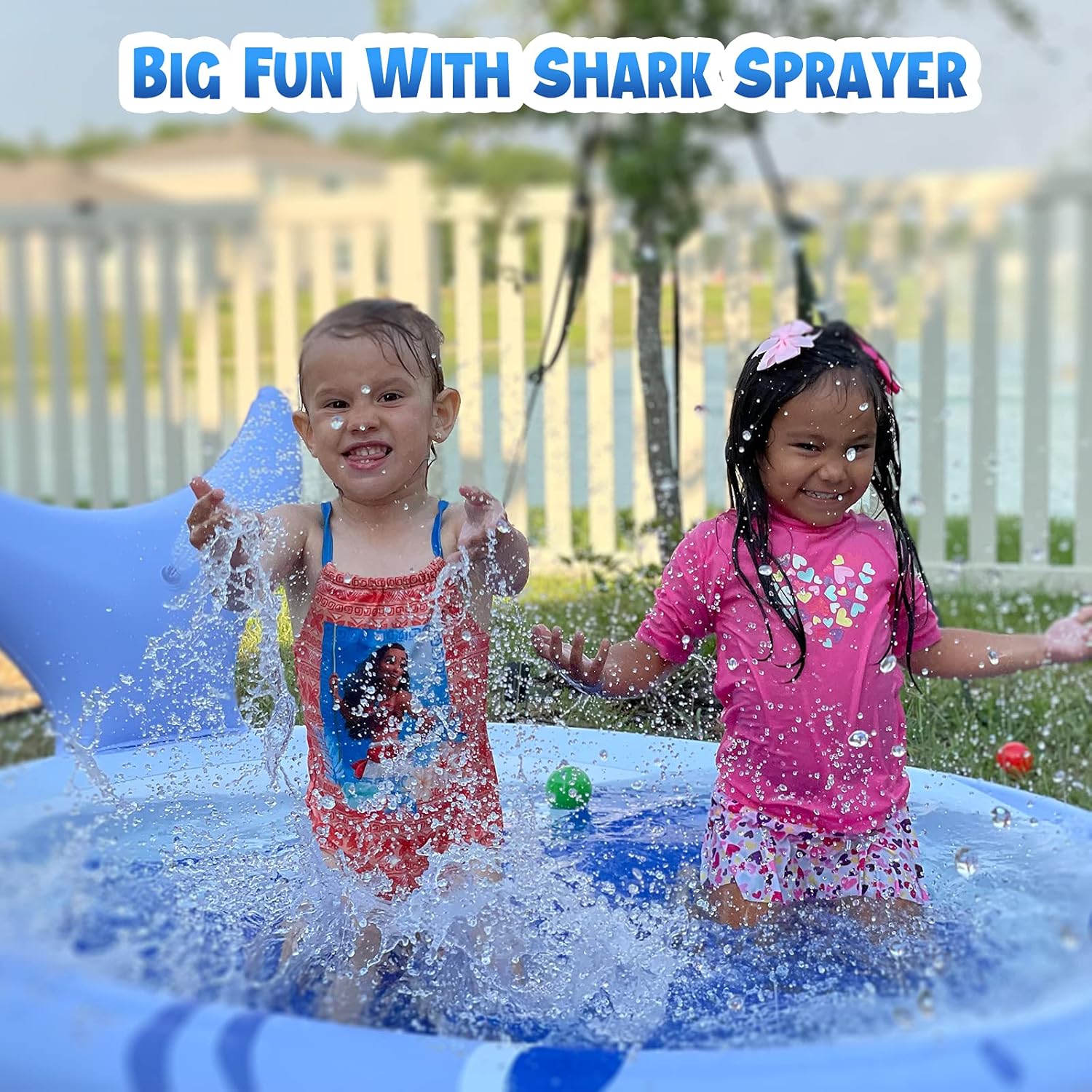 BWOU Splash Pad, 68inch Shark Sprinkler Play Mat, Swimming Pool Backyard, Outdoor Water Toy for Kids, Toddlers, Children, Pets: Kitchen & Dining