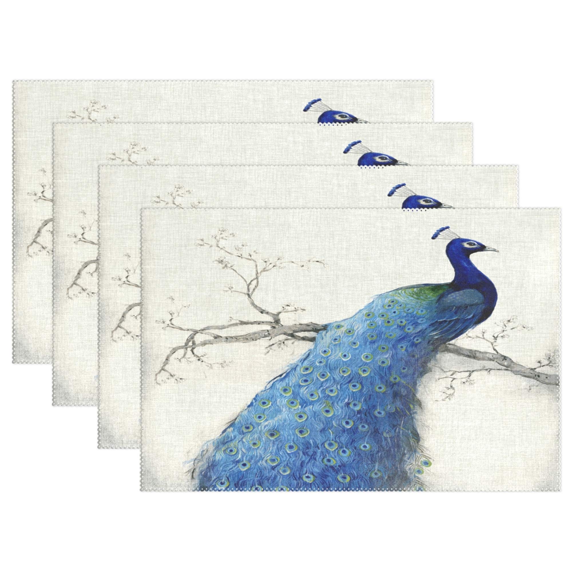 Placemats Peacock Place Mats Dining Table Mats Christmas Decoration 4pcs