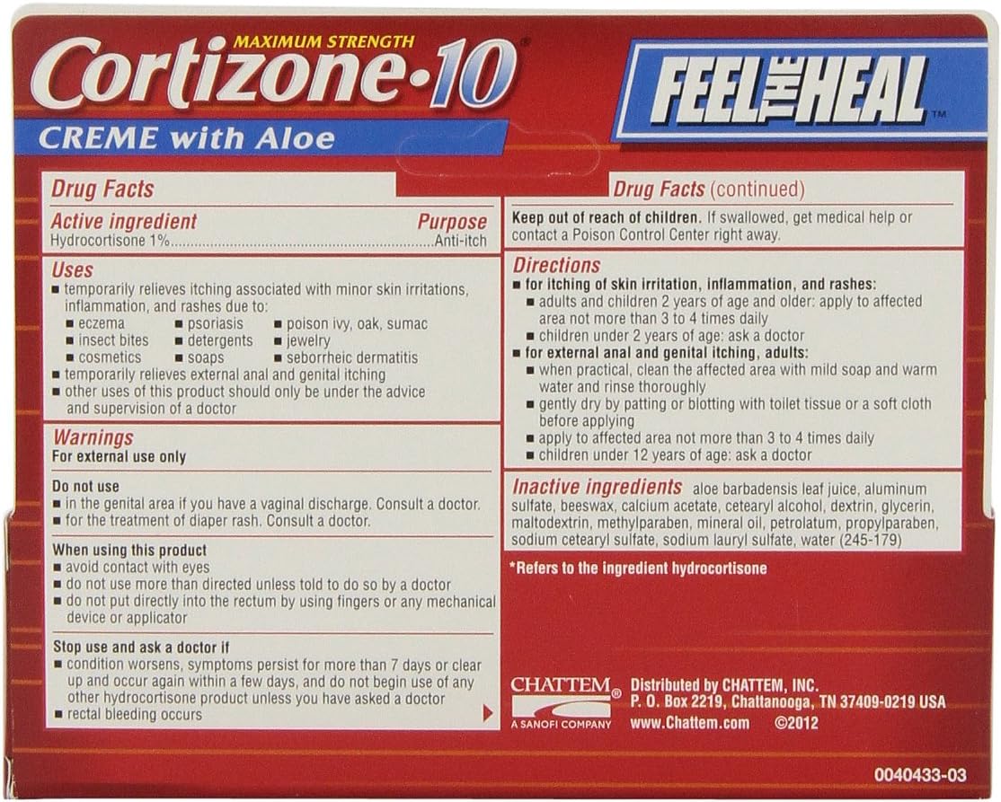 Cortizone 1% Hydrocortisone Anti-Itch Cream, 1 oz: Health & Personal Care