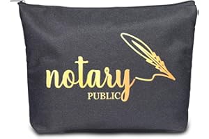 KOSMCCO 1 Pcs Notary Bag, 13x10 Inches Sturdy Notary Supply Bag for Journal, Stamp, Embosser, and Ink Pad Portable Storage Pouch (Black)