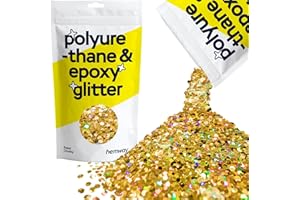 Hemway Resin Glitter Gold Holographic 100g Super Chunky | Polyurethane & Epoxy Glitter for Resin Crafts, Tumblers, Coasters, 