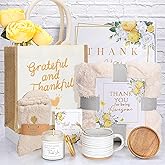 Thank You Gifts for Women ,Appreciation Gift Box with Blanket, Mug with Lid and Spoon, Soy Candle, Fuzzy Socks, Tote Bag, Card ,Boss, Birthday, Nurse, Teacher, Coworker, Mom, Best Friend