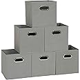 Household Essentials 84-1 Foldable Fabric Storage Bins | Set of 6 Cubby Cubes with Handles | Gray