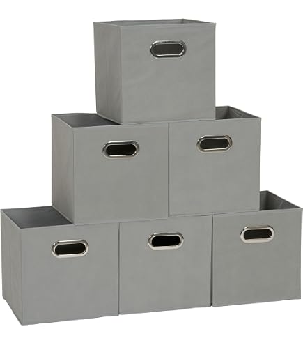 Lifewit Collapsible Storage Cubes - Set Of 6 Fabric Bins, 13 Inch, Beige