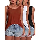 BQTQ 3 Pack Womens Tank Tops Loose Fit Summer Scoop Neck Tops Sleeveless Shirts