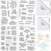 Chinco 4 Sheet Sentiments Rubber Clear Stamps Set for Card Making and DIY | Scrapbooking Journaling, 2 Acrylic Stamp Blocks with Grid Lines, for Valentine Birthday Wedding Wife Husband Anniversary Card
