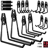 Garage Tool Storage Wall Hook Assortment Set: 15PCS Heavy Duty Large Hanger Garden Tool Organizer Ladder Bike Rack Yard Tool Holder Shed Shovel Metal Screw Organization Bicycle Steel Bracket