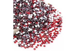 QPRETTY DU Dark Red Rhinestones Bulk, 10000PCS Flat Back Round Jelly AB Rhinestones Non-Hotfix Crystal Gems Wholesale for Crafts Makeup Nails Face Tumblers Clothes Shoes Handmade Decoration 3mm