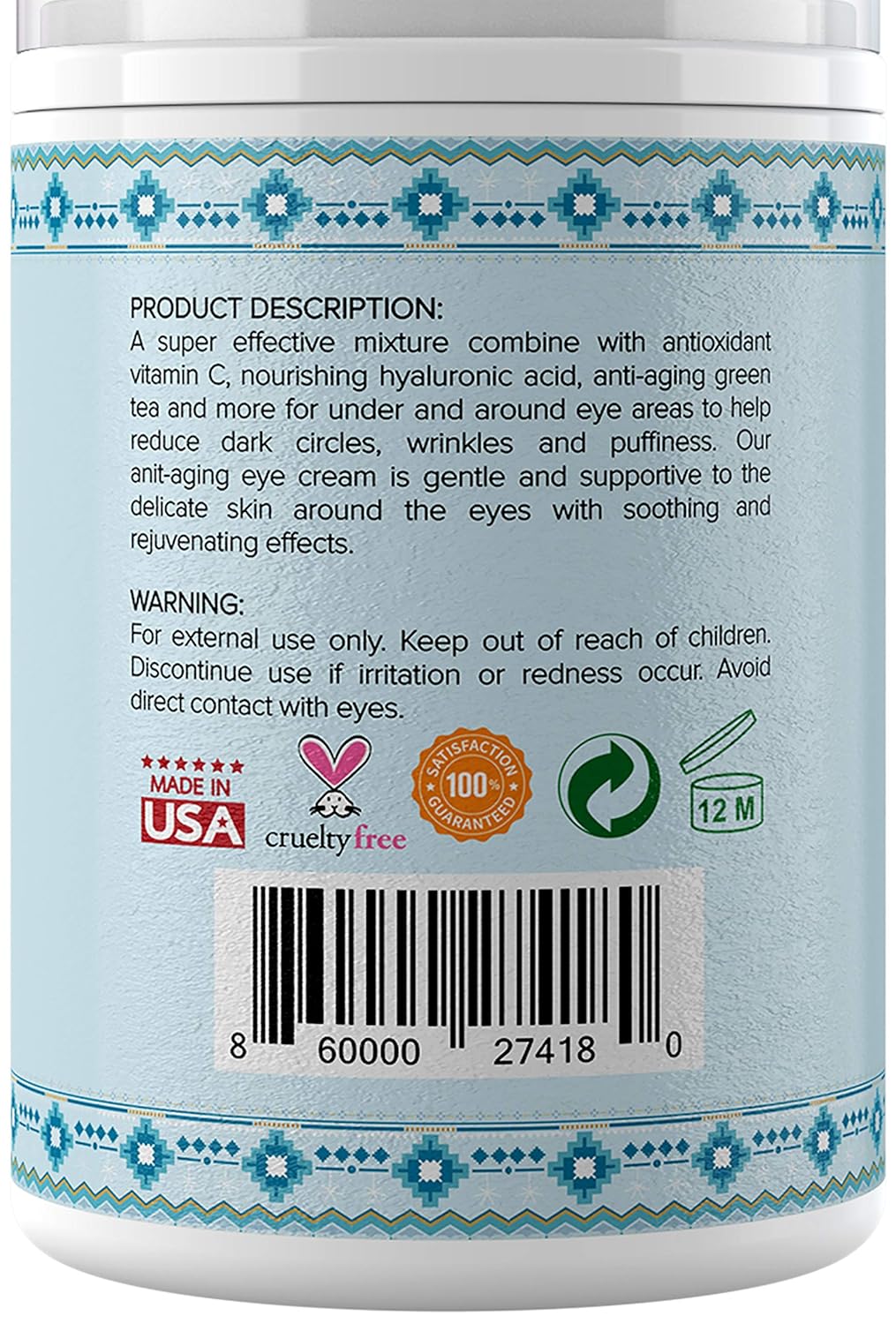 Anti-Aging Eye Cream for Dark Circles, Wrinkles, Bags & Puffiness. Best Under & Around Eyes Anti-Aging Treatment with Vitamin C, Hyaluronic Acid, Green Tea & Organic Rosehip oil by Simplified Skin 1.7 oz: Beauty