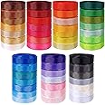 Winlyn 48 Rolls 48 Colors 240 Yards 3/8" Wide Solid Grosgrain Ribbons Rolls Fabric Ribbons Rainbow Multicolor Ribbons Decorative Ribbon Trim for Gift Wrapping Craft Hair Bows Sewing Party Art Project