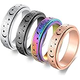 Anxiety Fidget Relief Spinner Rings for Women 6 mm Stainless Steel Worry Stress Relieve Ring Band Set for Anxiety Women Men Size 5-11