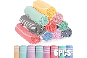 ANTFUNY 6 Packs Turkish Beach Towels Set Adult Pool Swim Towel Bulk Yoga Blanket Oversized Sand Free Quick Dry Lightweight Large Sandproof Fast Drying Travel Towels Camping Blanket Vacation Must Haves