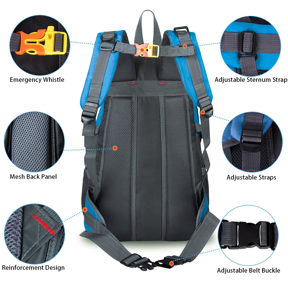 Water Resistant Sports Backpack Lightweight Outdoor Bag for Travel Climbing Camping Mountaineering School Bag Hiking Daypack Size 11.8\'\'x 8.7\'\'x 20.5\'\' (Blue)