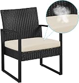 Yaheetech 3-Piece Rattan Garden Furniture Set 2 Chairs Table Black Beige view 8