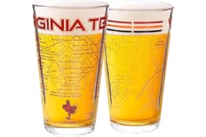 Greenline Goods Virginia Tech Pint Beer Glasses Set of 2 - Full Color Hokies Logo & Campus Map – Hokies Gift Idea for College Grads & Alumni - College Glassware