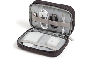 U Brands Dual Zip Canvas Tech Organizer Pouch, 7.8" x 5" Cord Organizer, Computer Accessories, Travel Essentials, Travel Gifts for Men Who Have Everything, Electronics, Slate Gray