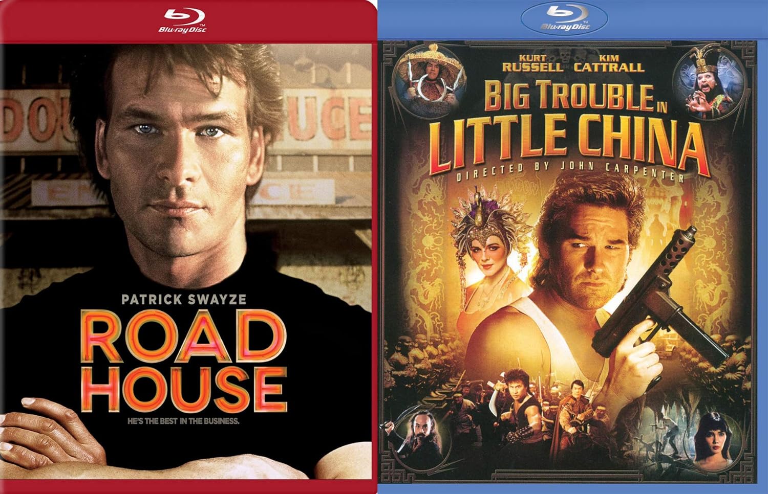 Amazon Com Best In The Business 80 S Action Double Man Pack Big Trouble In Little China Kurt Russel Road House Blu Ray Patrick Swayze 2 Movie Double Feature Bundle Kurt Russell Patrick Swayze