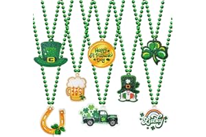 YQUQWN, 24 Pieces St Patricks Day Necklace, St Patricks Day Shamrock Bead Necklaces Green Beaded Necklace for St Patricks Day Party Accessories Favors Supplies Decorations