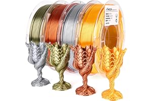 AMOLEN PLA 3D Printer Filament,PLA Filament 1.75mm,Silk Filament Bundle,Gold, Silver,Bronze, Red Copper,3D Printing Filament Bundle, 200gX 4 Spools