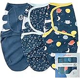 insular Baby Swaddle Wrap, Swaddle Blanket for Newborn and Infant, Adjustable Swaddling Set for Boy and Girl, Soft Cotton Baby Sleep Sack 3 Pack, Space, Small(0-3 Month)