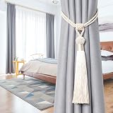 Pretty Jolly 2 Pack Tassel Curtain Tiebacks Beige Rope Knot Drape Holdbacks view 4