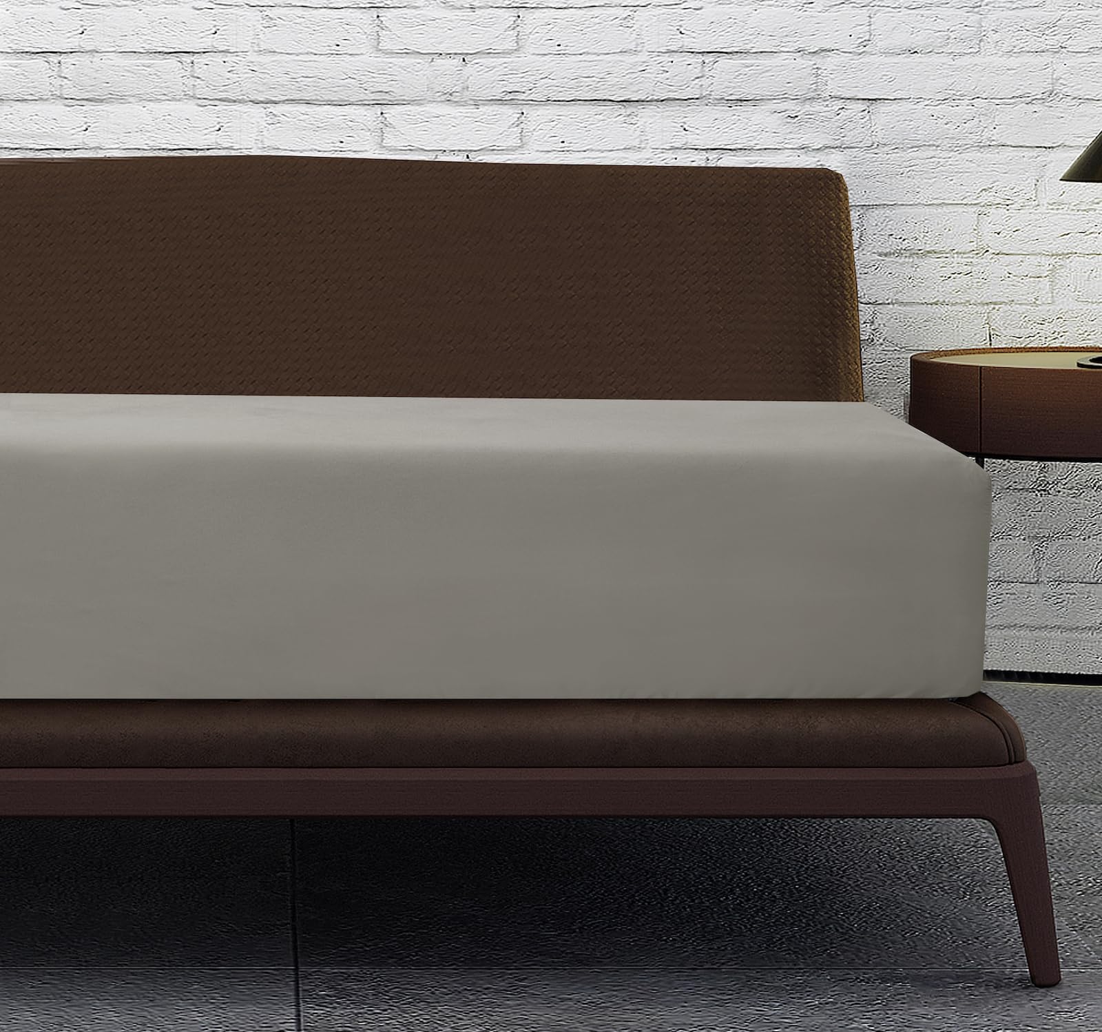 Linen Home 4FT Small Double Fitted Sheet Deep fit 12''/30cm Microfibre Easy Care 4ft Fitted Sheets - Super Soft Brushed Wrinkle and Fade Resistance Bedding (4FT, Linen) — image 1