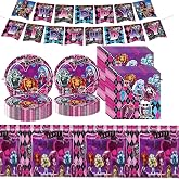 42 Pcs for Monster Elf High Party Supplies Set, 20 Napkins+20 Plates +1 Tablecloth and 1 Happy Birthday Flag, for Children Happy Birthday Party Decoration Supplies