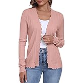 COSSEN Women's Open Front Cardigans Long Sleeve Summer Trendy Lightweight Crochet Knit Sweater