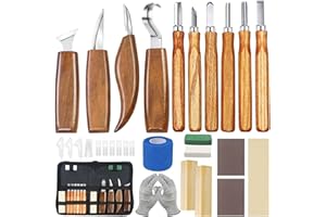 Suzurana Beginner Wood Carving Knives Set Whittling Kit for Beginners Kids, Wood Carving Chisel Tools Set for Woodworking, Wood Carving Knife with Safety Gloves