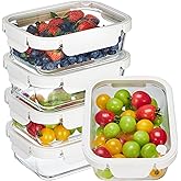 Vtopmart 5 Pack 35oz Glass Food Containers with Glass-Lids & Air Vent, Meal Prep Food Container Sets, Reusable Lunch box for leftovers, Save for Microwave, Oven, Freezer, and Dishwasher, BPA Free