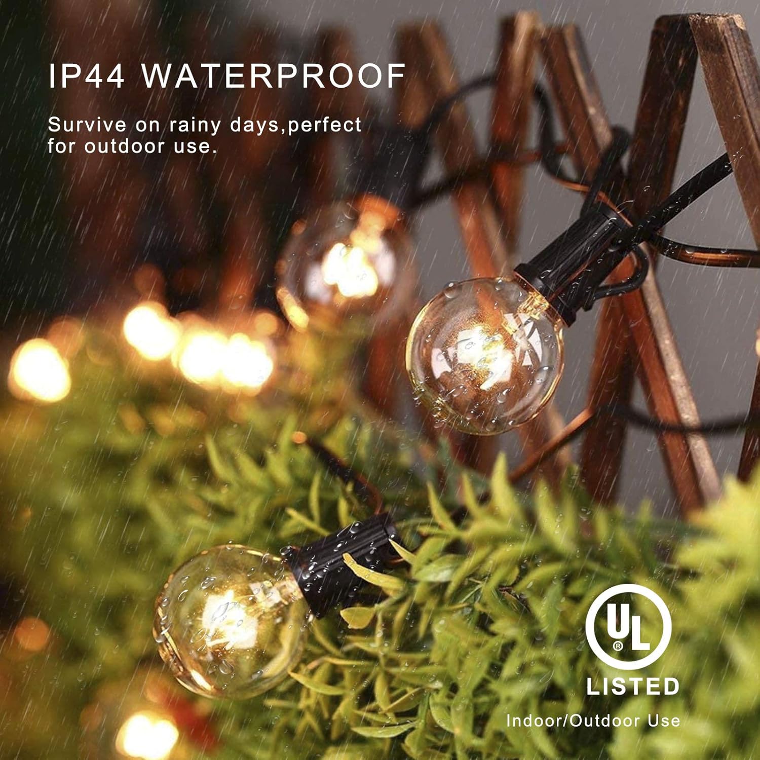 AVANLO 2 Pack 30Ft G40 Globe String Lights with 60 Clear Bulbs & 8 Spare Bulbs, Outdoor Patio, Backyard Hanging Lights or Indoor Room Decor Lights, Weatherproof IP44, 1.8M Extension Line, UL Listed : Garden & Outdoor