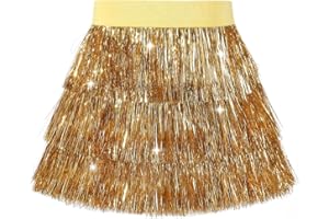 Noomelfish Girls Tinsel Fringe Skirt Sparkly Tassel Metallic Party Skirt(5-12 Years)