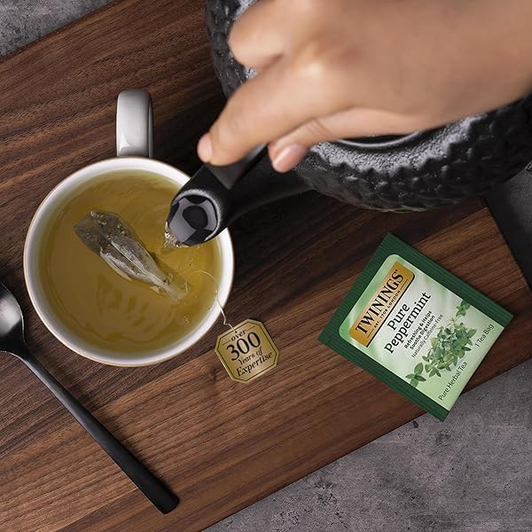 TWININGS PURE PEPPERMINT HERBAL TEA INDIVIDUALLY WRAPPED BAGS, 20 COUNT (PACK OF 1), FRESH MINTY FLAVOUR, NATURALLY CAFFEINE-FREE, ENJOY HOT OR ICED | PACKAGING MAY VARY