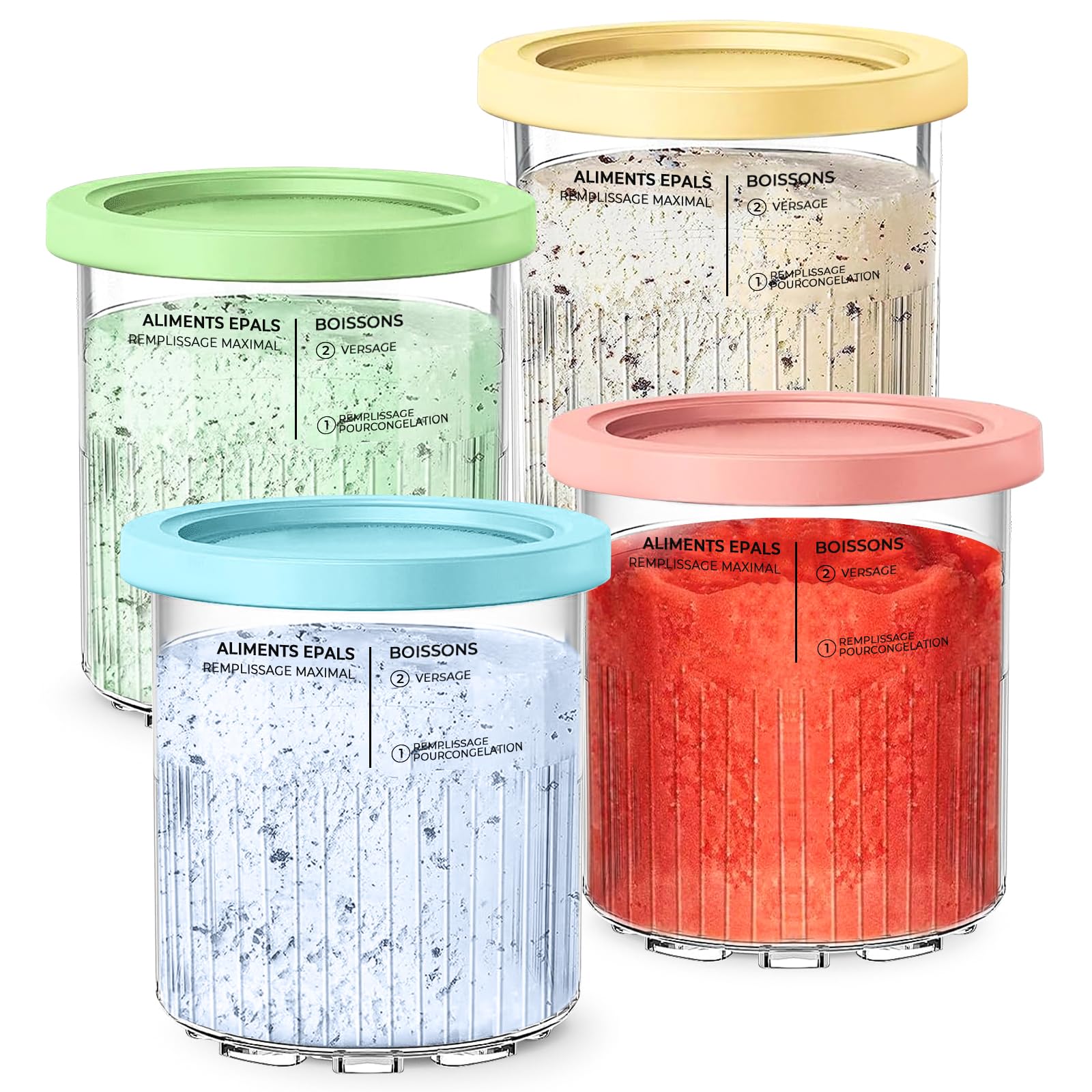 Photo 1 of 4Pack for Ninja Creami Deluxe Pints and Lids, 24OZ Ice Creamy Containers Storage for Ninja Creami Maker 11-in-1 NC501 NC500 Series (Dishwasher Safe Reusable Leak Proof)