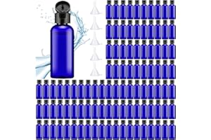 Eccliy 100 Pack 2 oz Travel Bottles Plastic Bottles with Lids Refillable Travel Size Cover Cap Plastic Liquid container for Toiletries Lotions Shampoo Creams Dispensing with 5 Funnels(Blue)