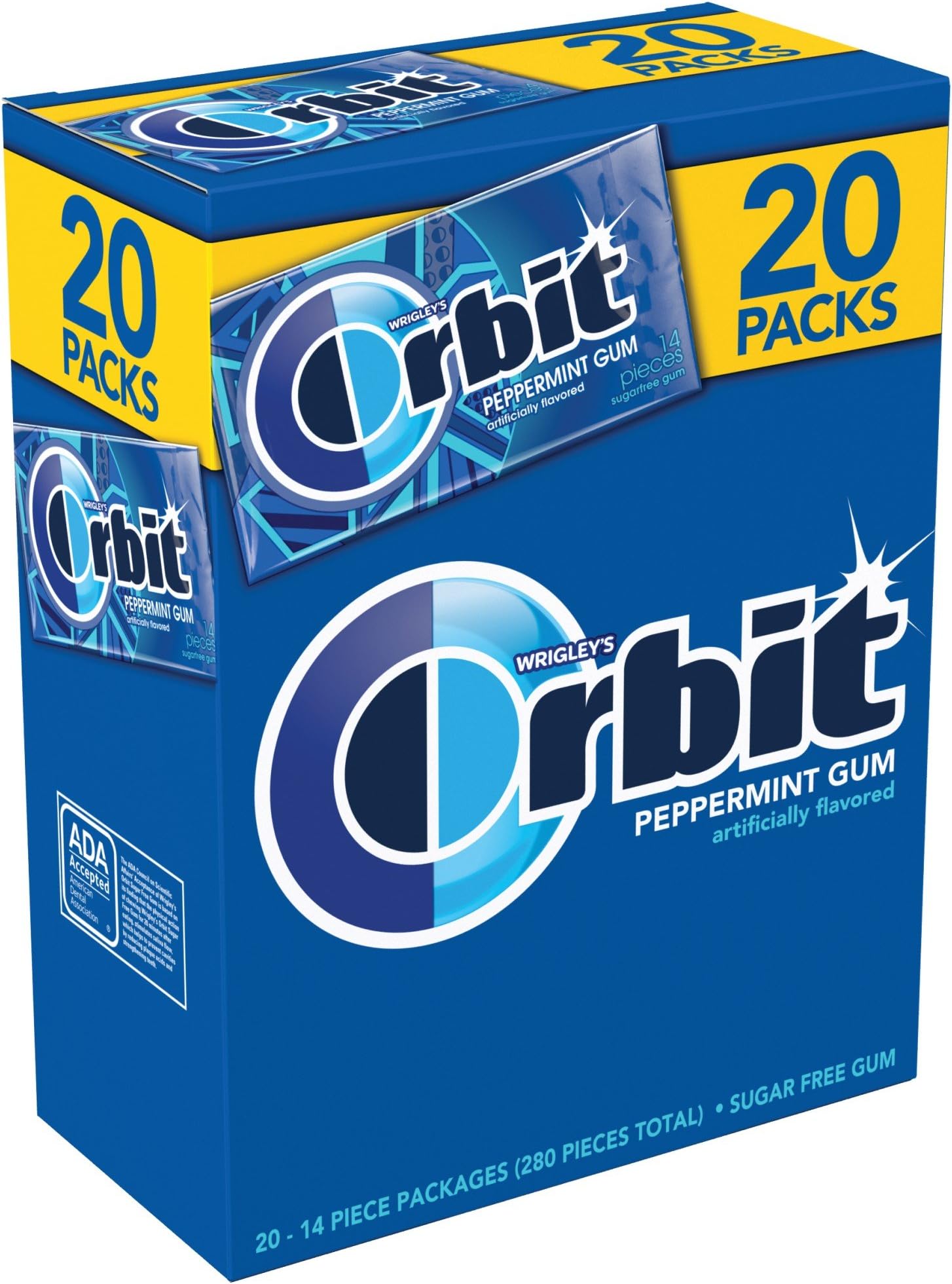 ORBIT Sugar Free Peppermint Chewing Gum, 14 Pieces (20 Packs)