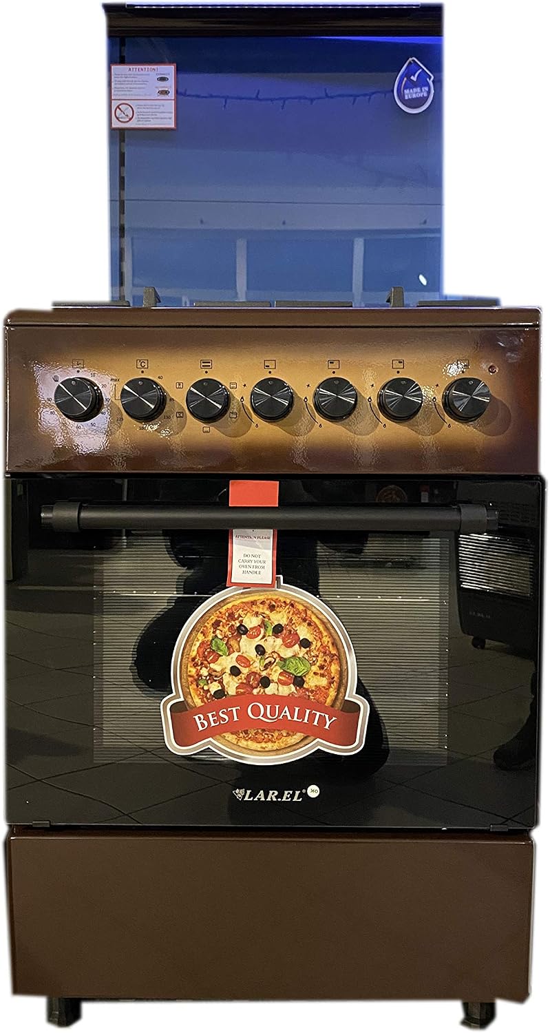 ELET FORNO A GAS VENTILATO MARRONE GRIGLIE GHISA CUCINA LAREL 60X60 4  FUOCHI ACC Cucine, forni e piani cottura urban-earth.co.uk