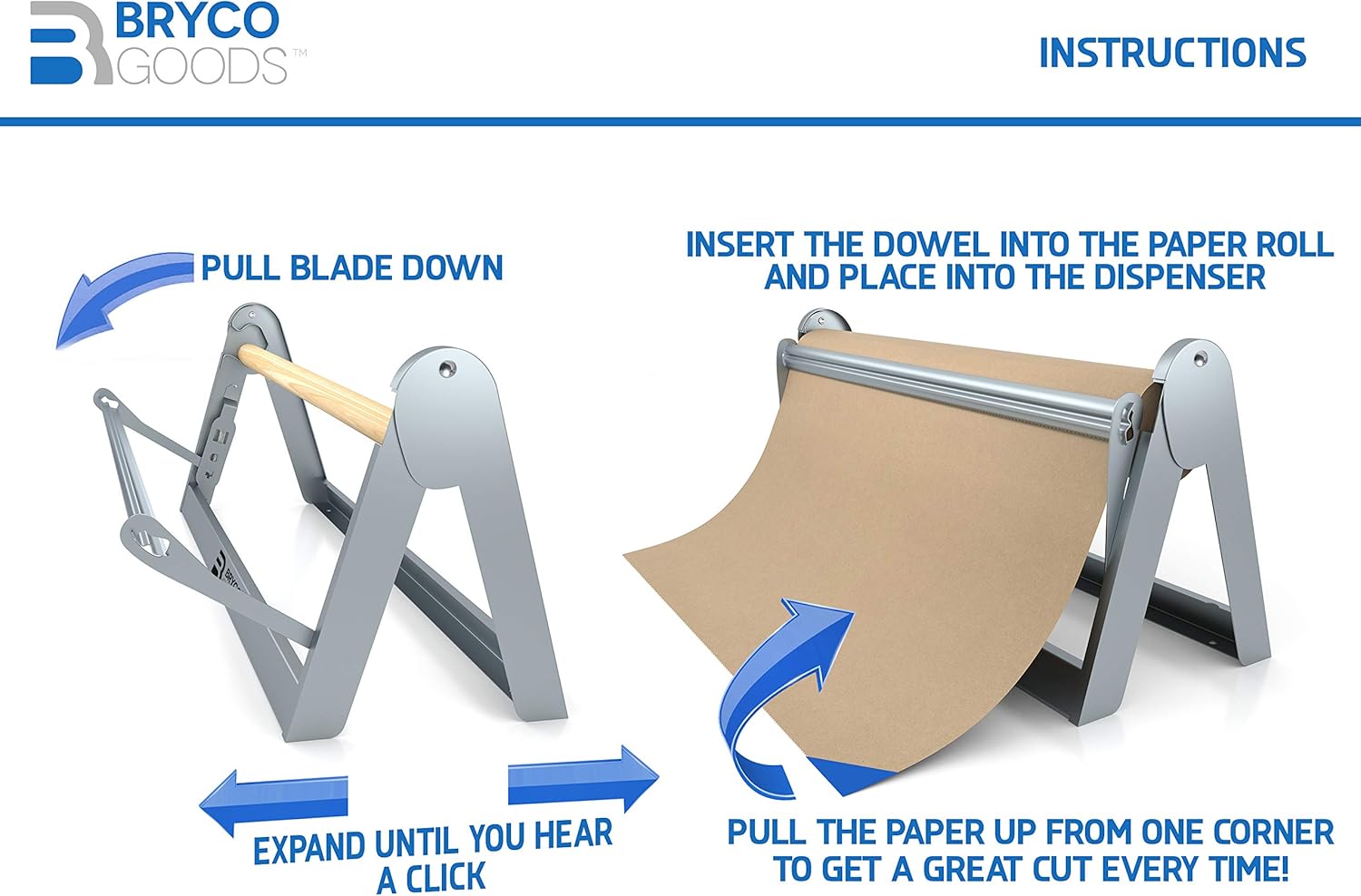 Paper Roll Dispenser and Cutter - Long 36" Roll Paper Holder - Great Butcher Paper Dispenser, Wrapping Paper Cutter, Craft Paper Holder or Vinyl Roll Holder - Wall Mountable : Office Products