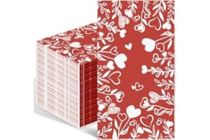 IANFEPH 100PCS Red Heart Love Leaves Valentines Day Napkins Disposable Hand Towels for Bathroom 3 Ply Love Heart Paper Napkins Decorative Guest Napkins for Wedding Valentines Day Anniversary Party Decoration